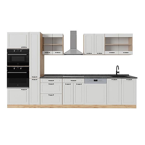 Vicco Küchenzeile R-Line, Weiß Landhaus/Goldkraft Eiche, günstig online kaufen