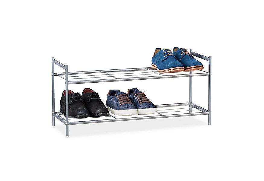 relaxdays Schuhregal mit 2 Ebene, silber günstig online kaufen