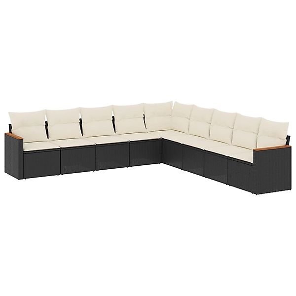 vidaXL 9-Tlg Garten-Sofagarnitur mit Kissen Schwarz Poly Rattan 3226056 günstig online kaufen