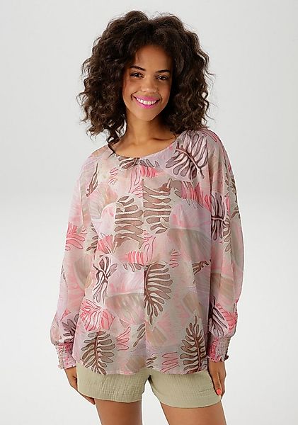 Aniston CASUAL Schlupfbluse mit großflächigen, farbharmonischem Blätterdruc günstig online kaufen