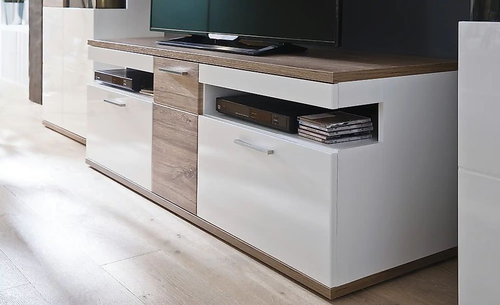 uno Wohnkombination  Zypern ¦ weiß ¦ Maße (cm): B: 310 H: 199 T: 50.0 Kommo günstig online kaufen
