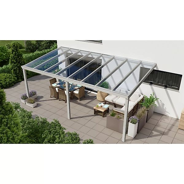 Terrassenüberdachung Professional 600 cm x 350 cm Grau Struktur Glas günstig online kaufen