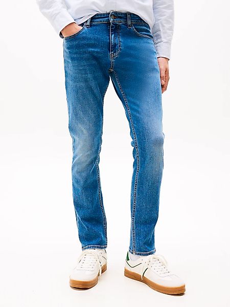 Tommy Jeans Gerade Jeans "Scanton Slim" Mit Markenlabel aus Leder hinten günstig online kaufen