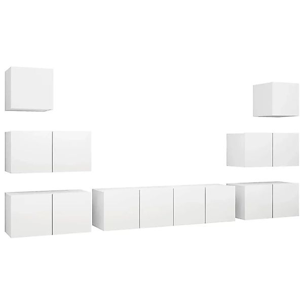 vidaXL 8 Tlg TV-Schrank-Set Weiß Holzwerkstoff 3078714 günstig online kaufen
