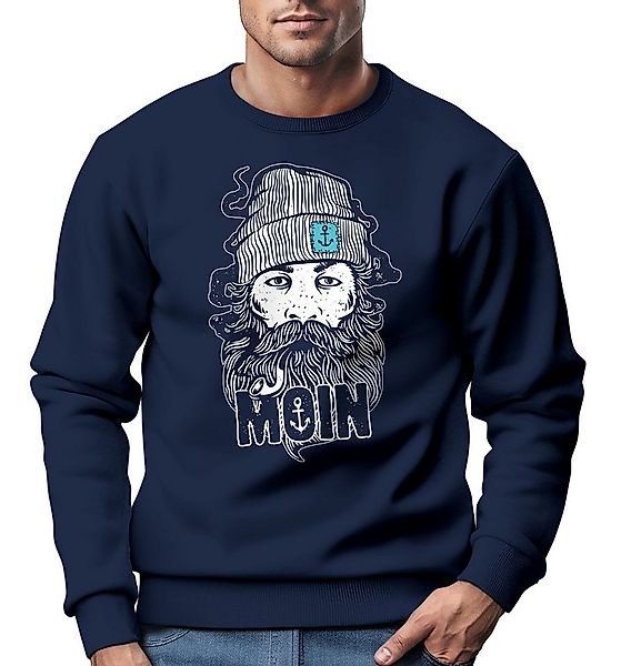 Neverless Sweatshirt Sweatshirt Herren Moin Kapitän Bart Anker Nordisch Ham günstig online kaufen