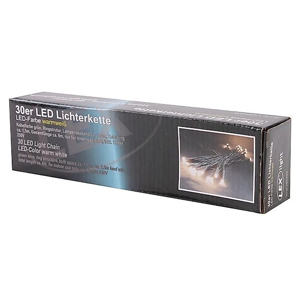 Lex 30er LED Lichterkette Grünes Kabel Innen Partylichterkette Beleuchtung günstig online kaufen
