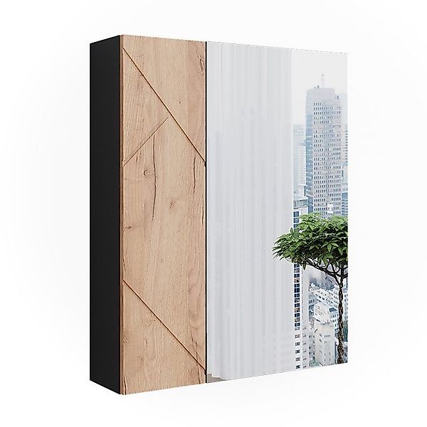 Vicco Badspiegelschrank Irma Anthrazit/Goldkraft Eiche 60 x 75 cm günstig online kaufen