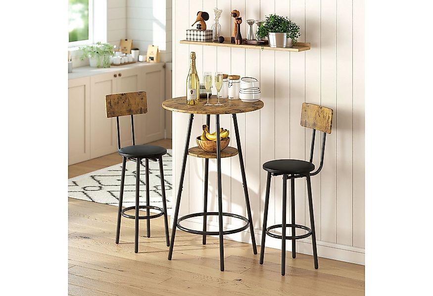 HOMCOM Bargruppe Metallgestell, (Bartisch mit Barhocker Set, 3-tlg., Esstis günstig online kaufen