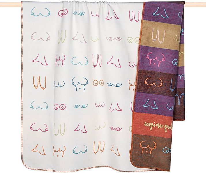 Wohndecke BOOBIES, PAD, Made in Europe, Wendefunktion, gestreift, 150x200 c günstig online kaufen