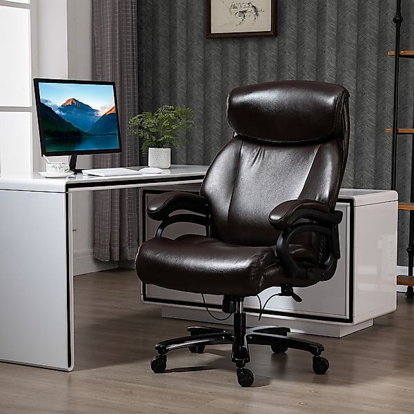 Vinsetto Ergonomisch Chefsessel mit Wippfunktion, Ledersessel braun, höhenv günstig online kaufen