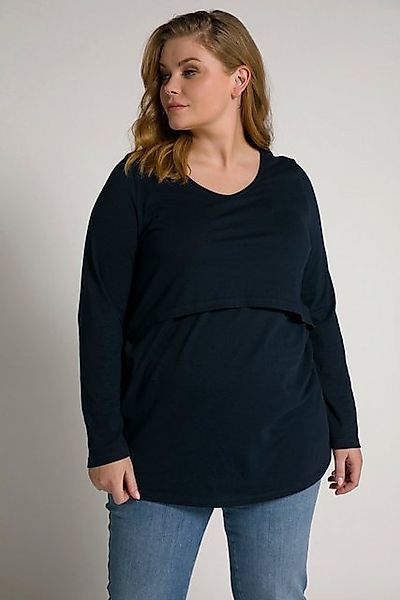 Ulla Popken T-Shirt Bellieva-Shirt elastische Raffungen 3/4-Arm GOTS Schwan günstig online kaufen