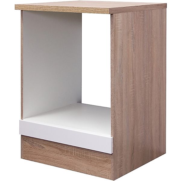 Flex-Well Classic Küchen-Herd-Umbauschrank Florida 60 cm Weiß-Sonoma Eiche günstig online kaufen