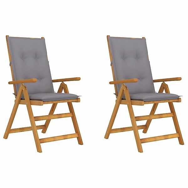Verstellbare Gartenstühle 2 Stk. Mit Auflagen Massivholz Akazie günstig online kaufen