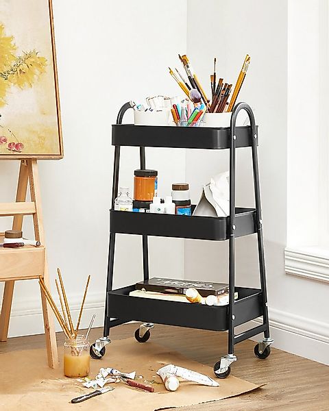 SONGMICS Servierwagen, Rollwagen mit 3 Ebenen, Servierwagen aus Metall, Küc günstig online kaufen