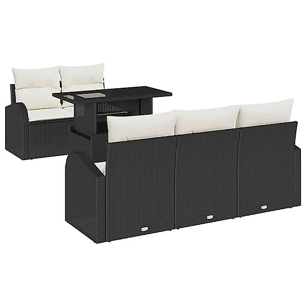 vidaXL Gartensofa-Set mit Kissen 6 Stk Schwarz Poly Rattan 3357290 günstig online kaufen