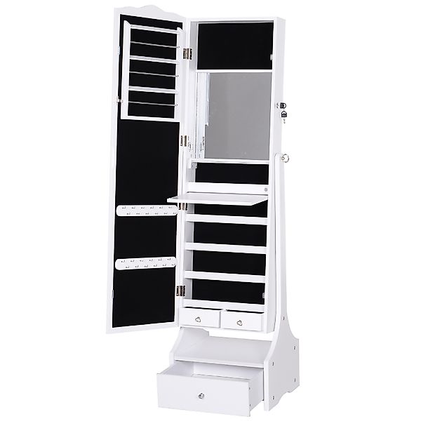 HOMCOM LED Schmuckschrank mit Spiegel und Schubladensockel Schmuck- und Acc günstig online kaufen