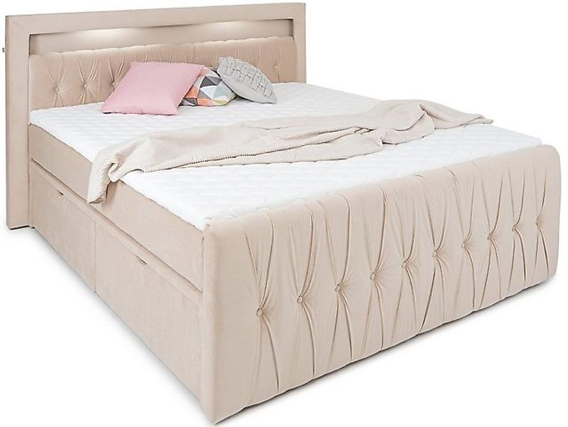 wonello Boxspringbett Valencia, mit LED-Beleuchtung und günstig online kaufen