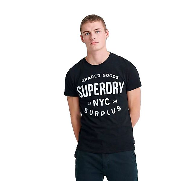 Superdry Surplus Goods Classic Graphic Kurzarm T-shirt XS Black Slub günstig online kaufen