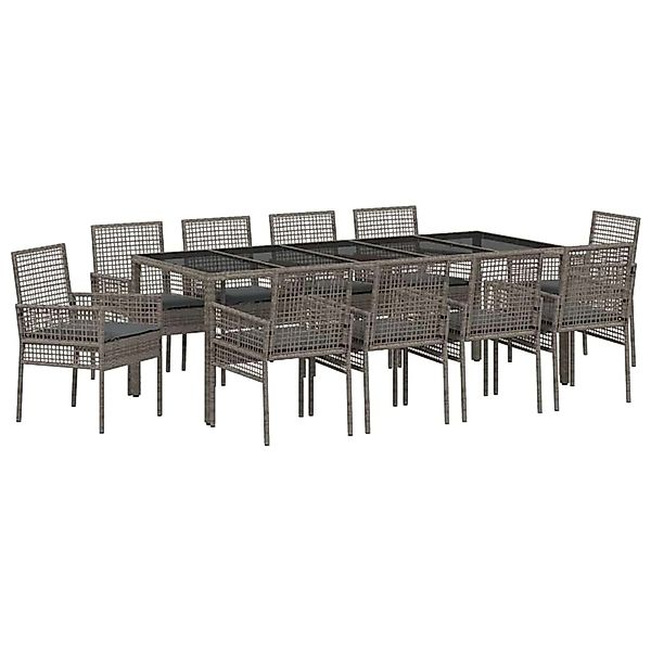 vidaXL Garten Essgruppe 11-Tlg Grau Poly Rattan 3334878 günstig online kaufen