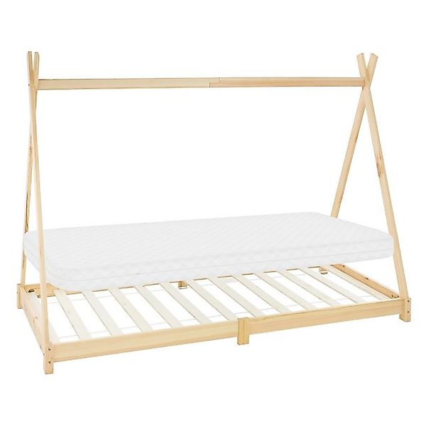 ML-Design Kinderbett Tipi 90x200cm Natur mit Lattenrost Matratze H10cm günstig online kaufen