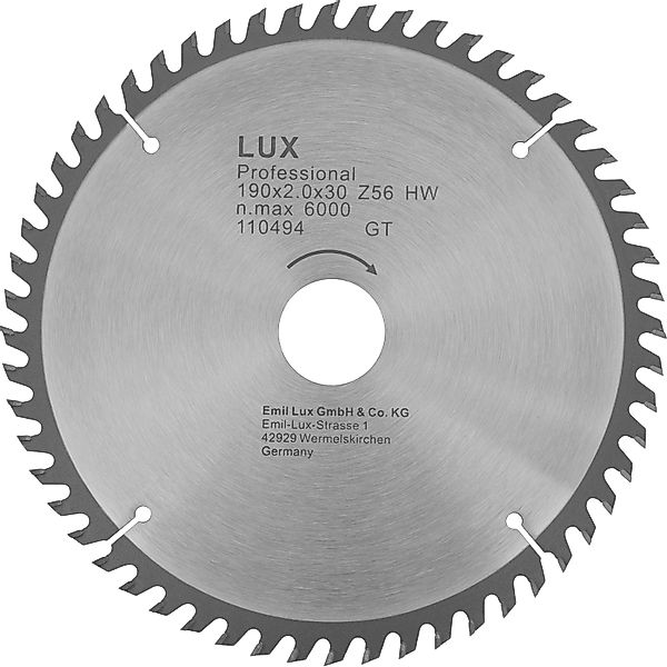 LUX-TOOLS HM-Kreissägeblatt 190 mm x 30 mm 56 Z günstig online kaufen