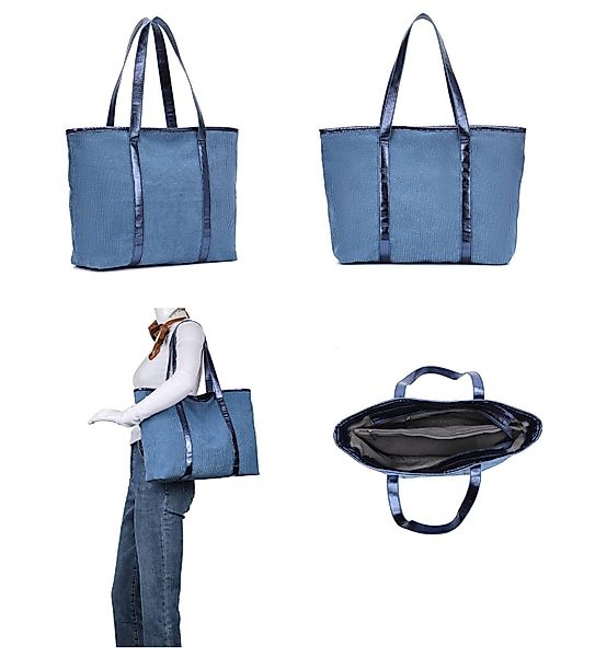 ITALYSHOP24 Schultertasche Damen Cordtasche Shopper Tote günstig online kaufen