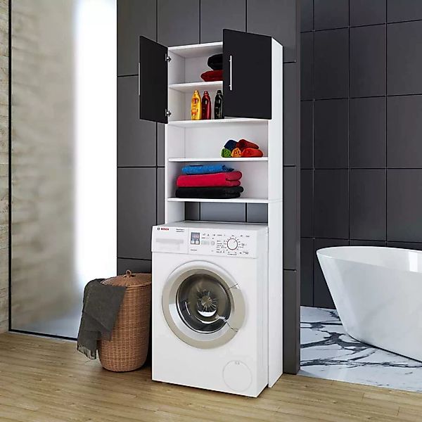 Waschmaschine Umbauschrank in Weiß und Schwarz Drehtüren günstig online kaufen
