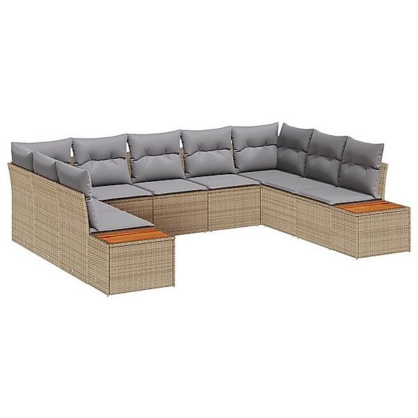 vidaXL Loungesofa Garten-Sofa Set mit 9 Teilen in Beige Poly Rattan, 5 Teil günstig online kaufen