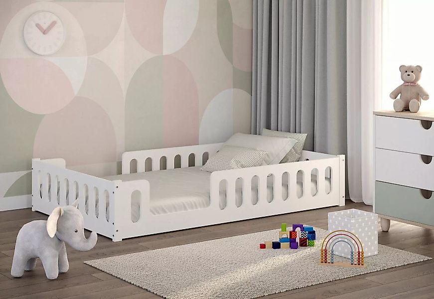 CADANI Kinderbett Monte 80x160 cm - 140x200 cm weiß (120x200, abnehmbarer R günstig online kaufen
