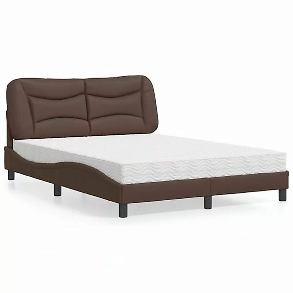 vidaXL Bett Bett mit Matratze Braun 120x200 cm Kunstleder günstig online kaufen