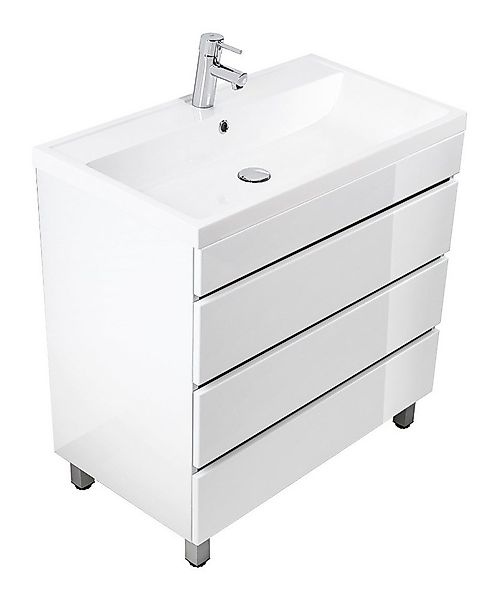 Magnolia Home Waschtisch Stand Badmöbel Via 80 SoftClose weiss hochglanz mi günstig online kaufen