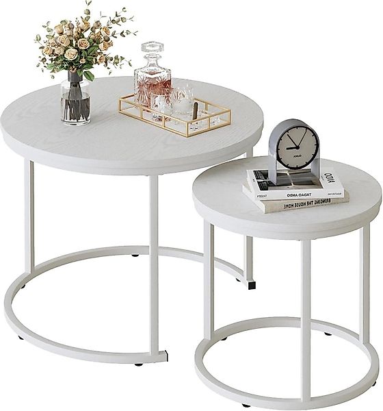 LuxusKollektion Satztisch Runder Couchtisch Set Holz günstig online kaufen