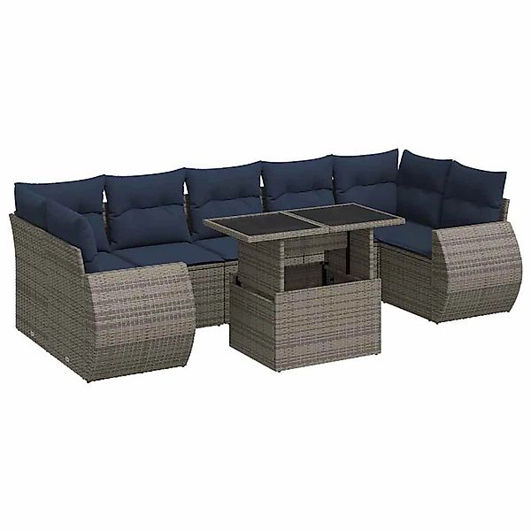 vidaXL 8-Tlg Garten-Sofagarnitur mit Kissen Grau Poly Rattan Akazie 3326602 günstig online kaufen