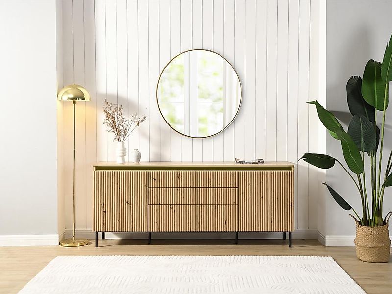 Sideboard mit 2 Türen & 3 Schubladen - MDF & Metall - Mit LED-Beleuchtung - günstig online kaufen