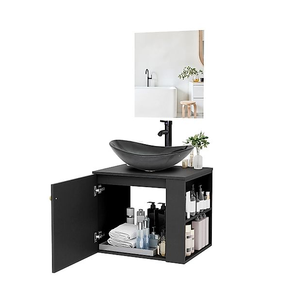 Puluomis Badezimmer-Set Badezimmerschrank mit Spiegel Waschbeckenunterschra günstig online kaufen