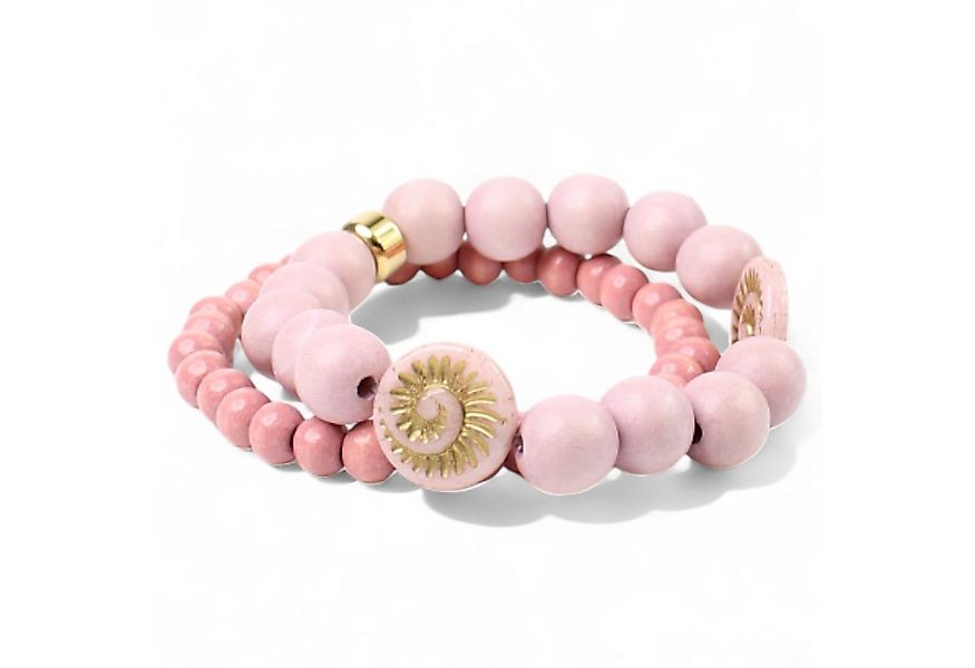 FRONHOFER Perlenarmband 19467, Holzperlen, goldene Metallperlen, Muschel, e günstig online kaufen