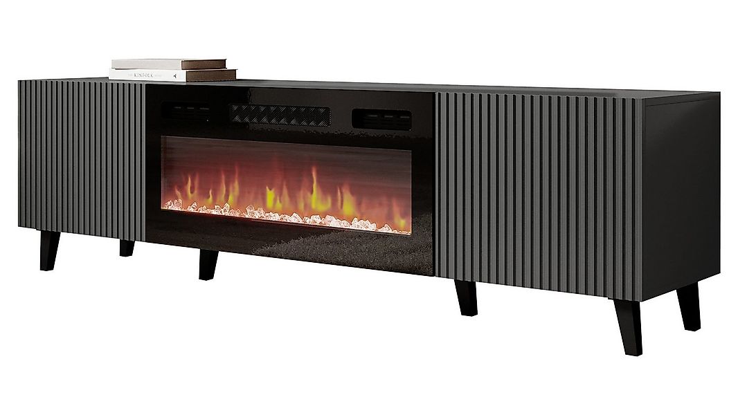 MIRJAN24 TV-Schrank Vamos Grey 180 mit Kamin (mit 2 Türen) Fronten gefräst, günstig online kaufen