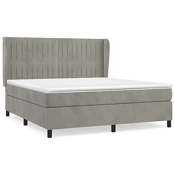vidaXL Boxspringbett mit Matratze Hellgrau 180x200 cm Samt1372960 günstig online kaufen
