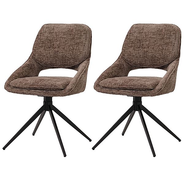 MCW Esszimmerstuhl N73 2er-Set Stoff/Textil Chenille 490g/m² Braun günstig online kaufen