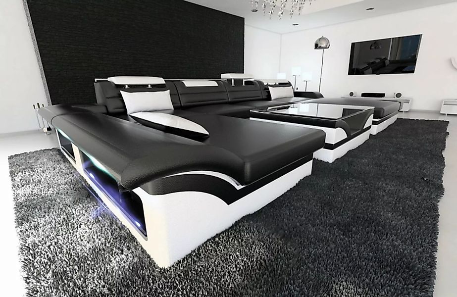 Sofa Dreams Wohnlandschaft Leder Sofa Couch Monza U Form Ledersofa, Couch, günstig online kaufen