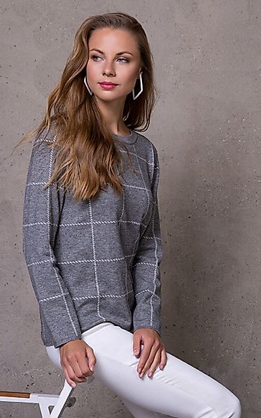 Passioni Strickpullover mit dezentem Karomuster günstig online kaufen