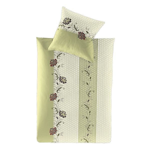 Irisette Mako Satin Bettwäsche 8644-30 Blumen Streifen grün 135x200 günstig online kaufen