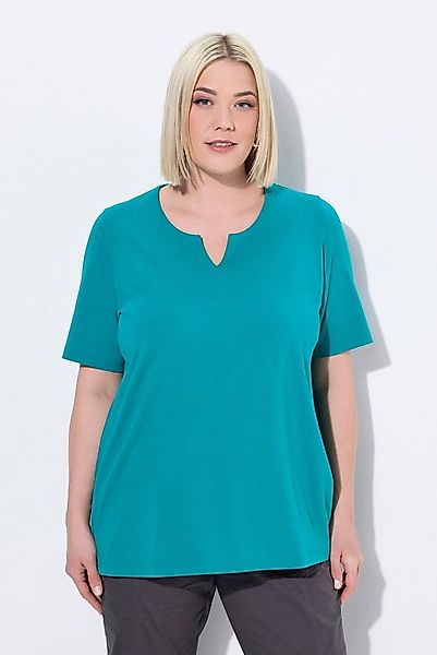 Ulla Popken T-Shirt T-Shirt A-Linie Tunika-Ausschnitt Halbarm günstig online kaufen