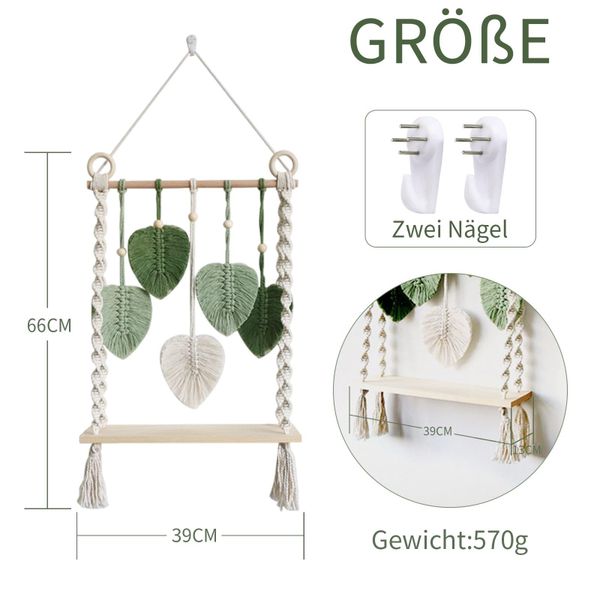 Coonoor Wandregal Boho-Holz-Wanddekoration, schwebendes Wandregal, Holzwand günstig online kaufen