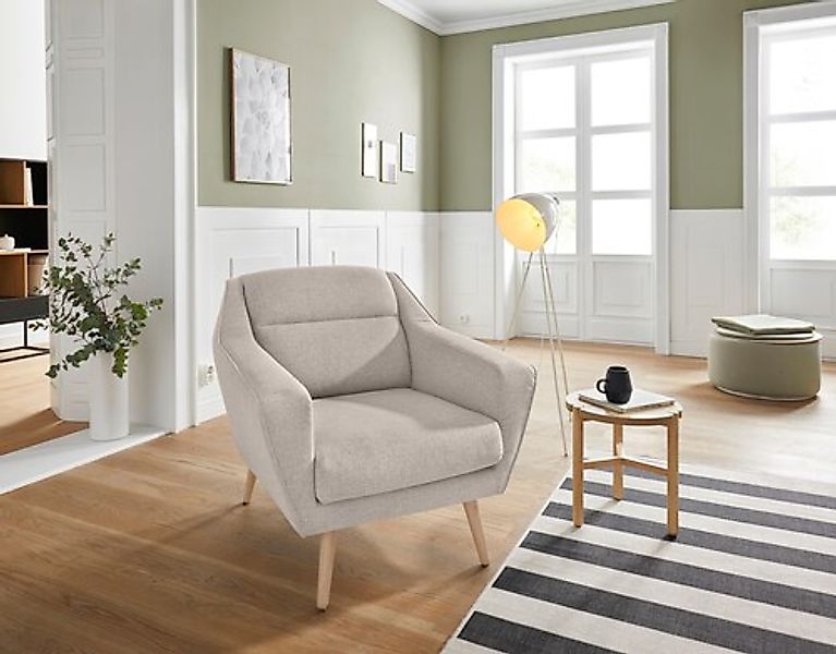 OTTO home Sessel »Bille« mit Naht im Rückenkissen und Eiche-Beinen, Design günstig online kaufen