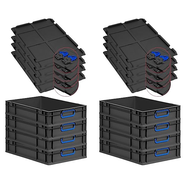PROREGAL SuperSparSet 8x Eurobox Nextgen Color Mit Scharnierdeckel HxBxT 12 günstig online kaufen