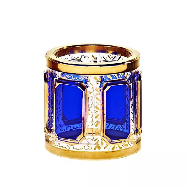 Serviettenring Blue Queen 5 cm, blau/gold, Glas günstig online kaufen