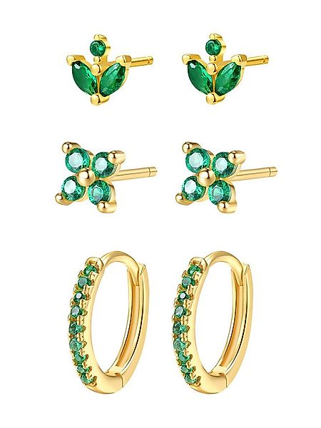 Hey Happiness Ohrring-Set Smaragd Glanz, Stack Damenset Silber 925, Kleine günstig online kaufen