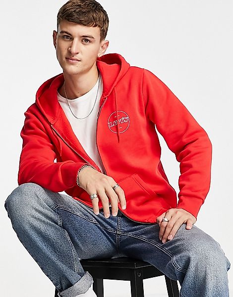 Levi's – Kapuzenjacke in Rot mit Reißverschluss günstig online kaufen