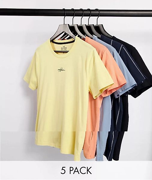 Hollister – T-Shirts in verschiedenen Farben mit kleinem, mittigem Logo im günstig online kaufen